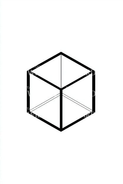 Isometric Cube Outline Tattoo Design