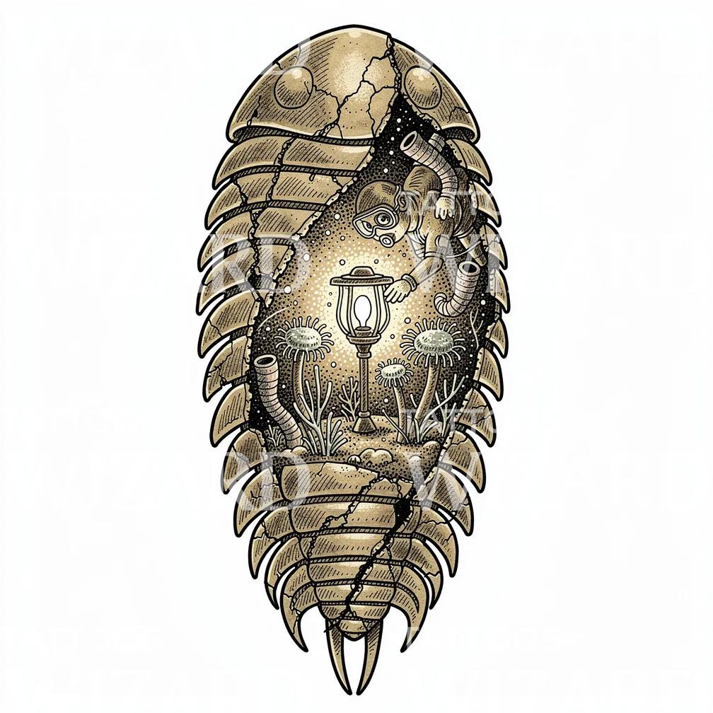 Isopod Duiker Lantaarn Tattoo-Ontwerp