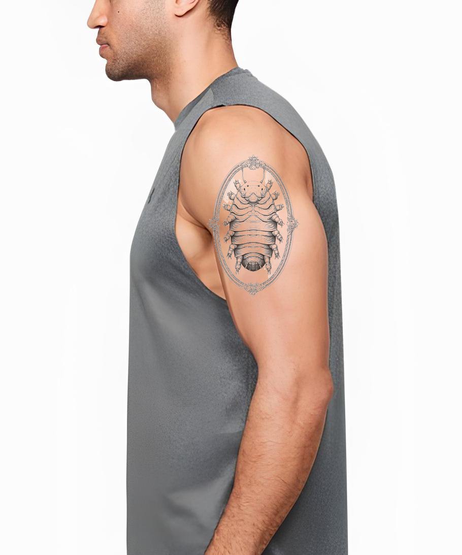 Armored Isopod Oval Tattoo Design