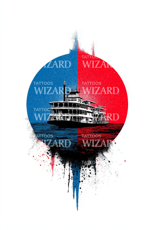 Istanbul Ferry Emblem Tattoo Design