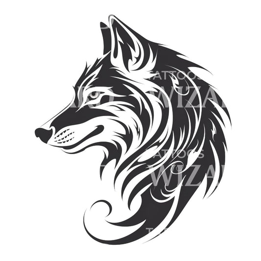 Simple Tribal Wolf Tattoo Design