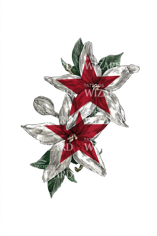 Italienisches florales Sternstrauß Tattoo Illustration