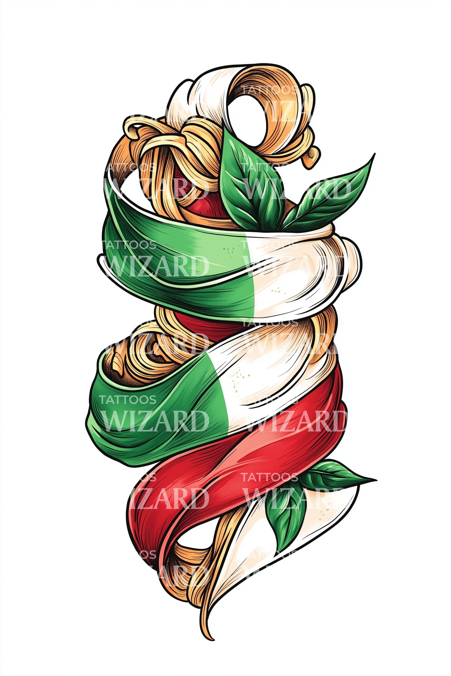 Design tatuaggio nastro a rotolo italiano
