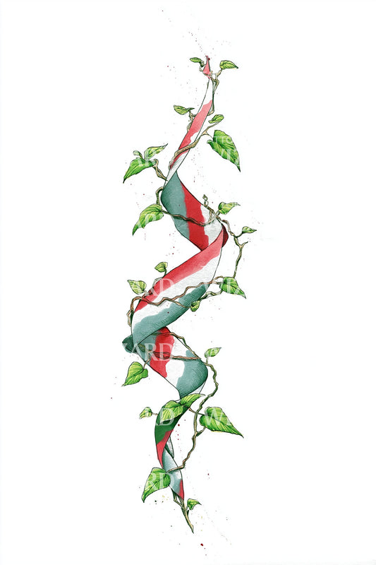 Italy Tricolor Ribbon Vine Tattoo Design