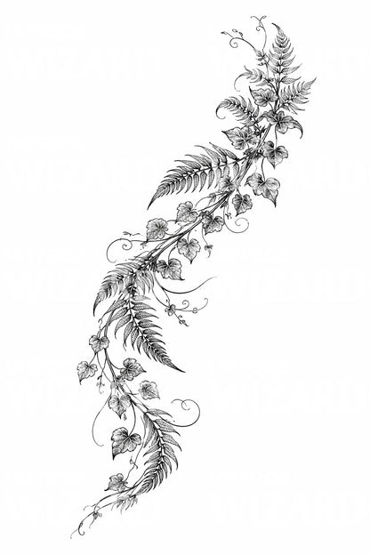 Ivy Fern Vine Tattoo Design