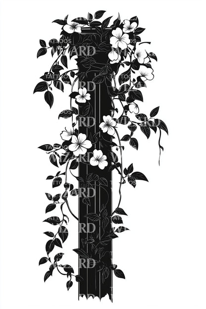 Design de tatouage silhouette pilier de lierre