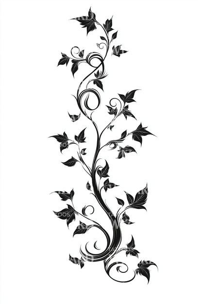 Ivy Spiral Flourish Tattoo Design