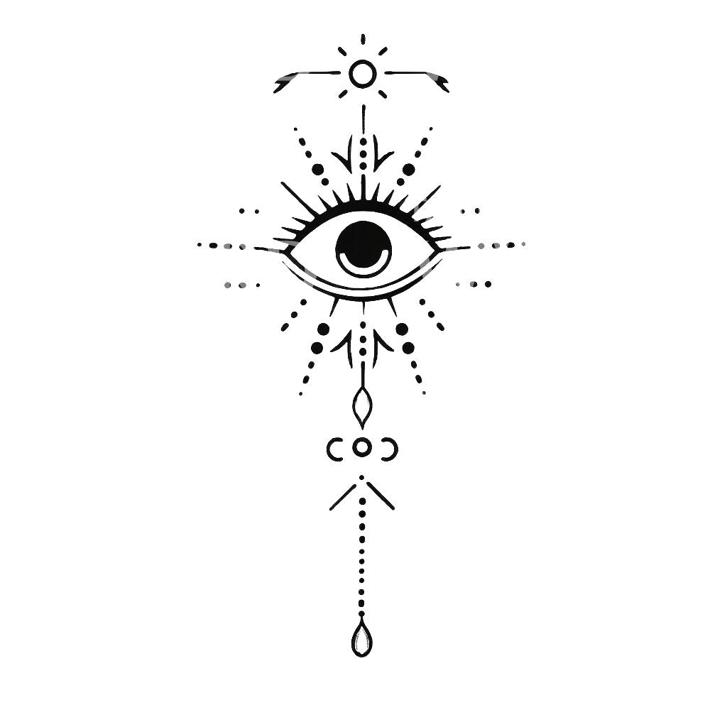 Conception de tatouage d'oeil cosmique de symbole de Handpoke