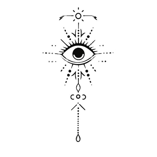 Handpoke Symbol Kosmisches Auge Tattoo Design