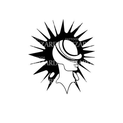 Sun Figure Abstract Tattoo Design