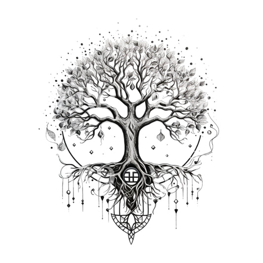 Black and Grey Tree of Life Tattoo Design