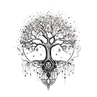 Black and Grey Tree of Life Tattoo Design