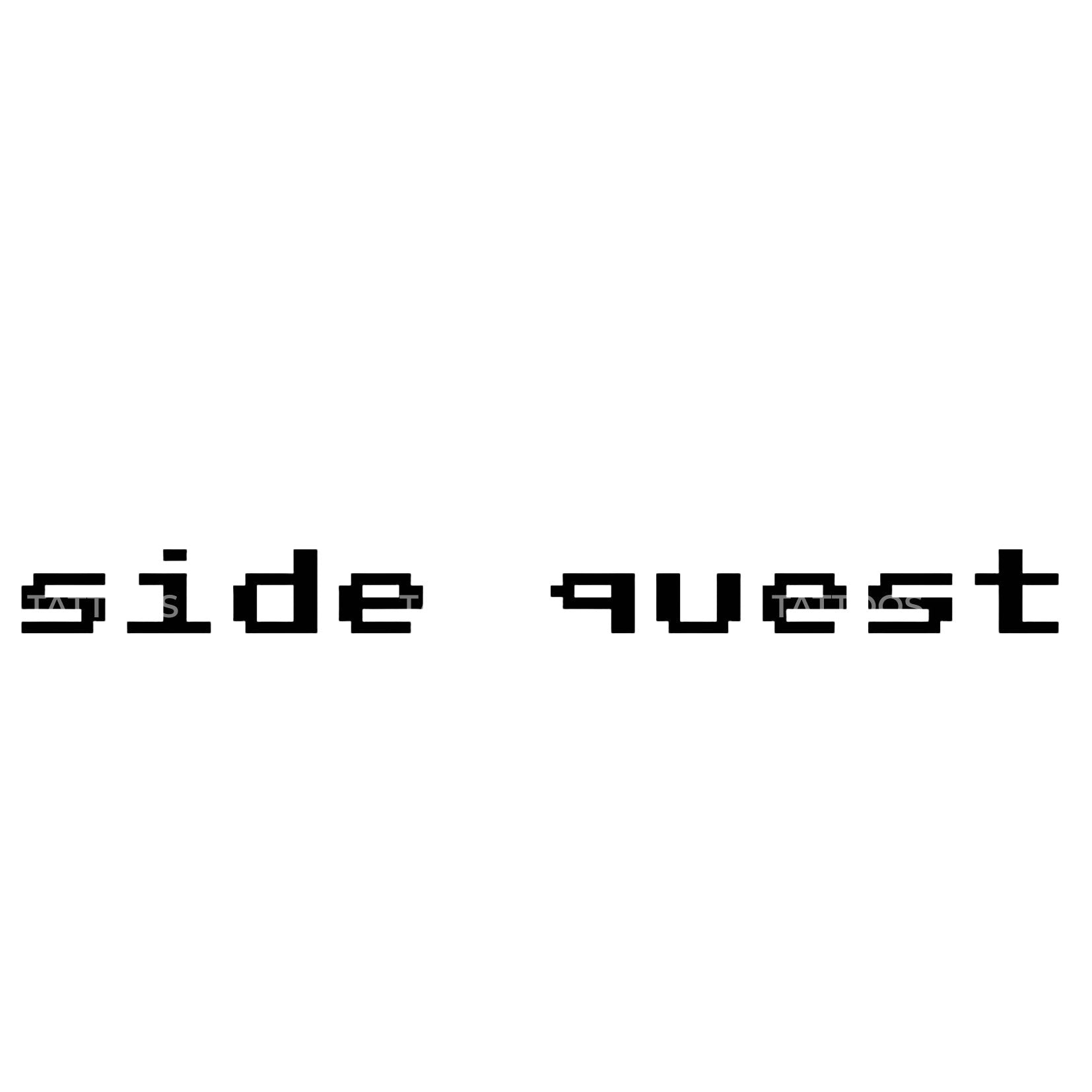 Side Quest Fun Code Lettering Tattoo Design – Tattoos Wizard Designs