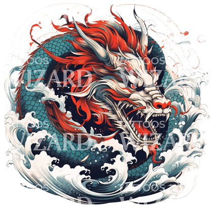 Fierce Japanese Dragon Tattoo Design