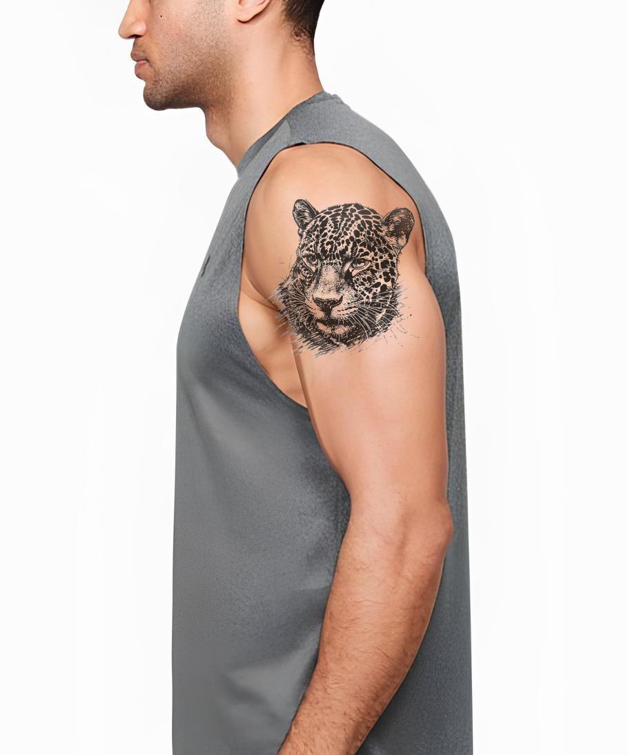 Ideia de Tatuagem de Rosto de Jaguar Rugindo