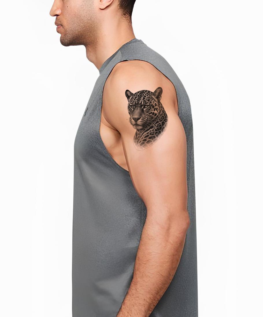 Black and Grey Jaguar Tattoo Design