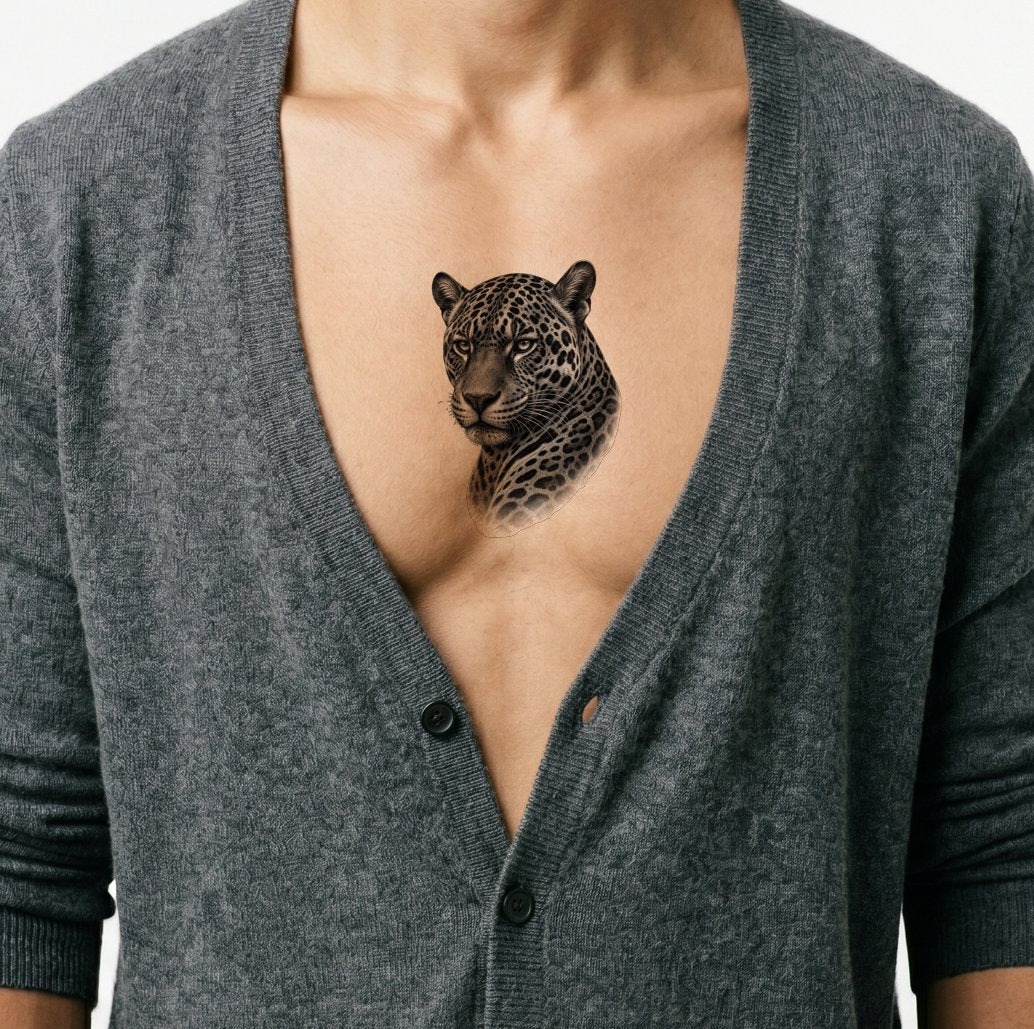 Black and Grey Jaguar Tattoo Design