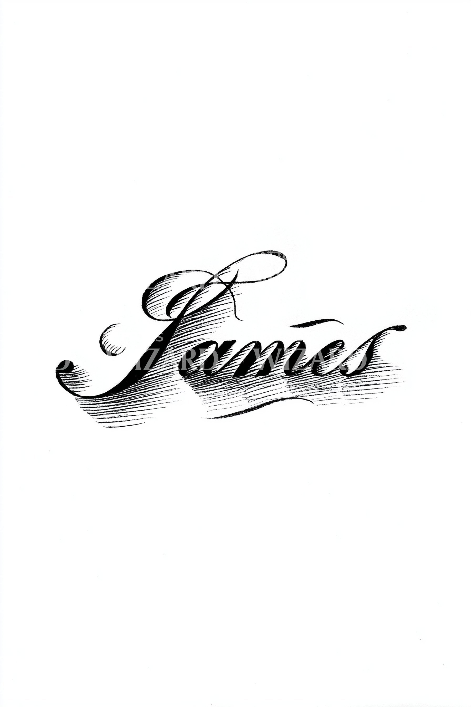 James Classic Cursive Tattoo Idea – Tattoos Wizard Designs