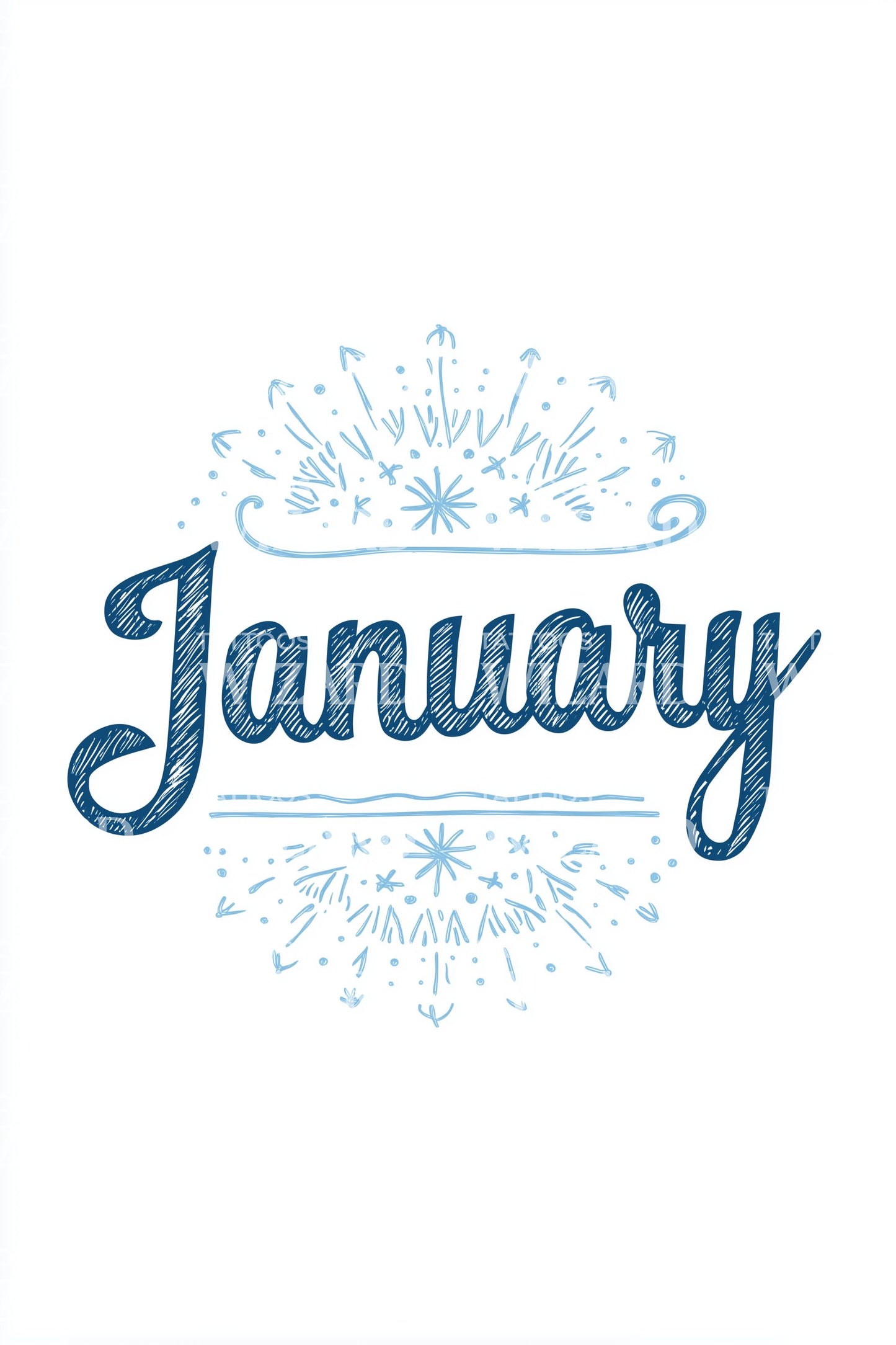 January Snowflake Script Tattoo Design