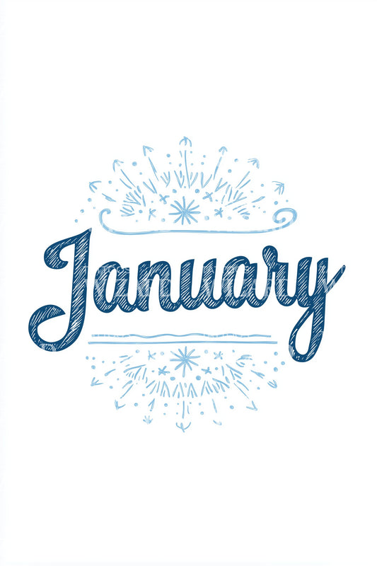 January Snowflake Script Tattoo Design