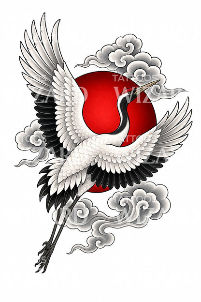 Japanese Crane Tattoo Design