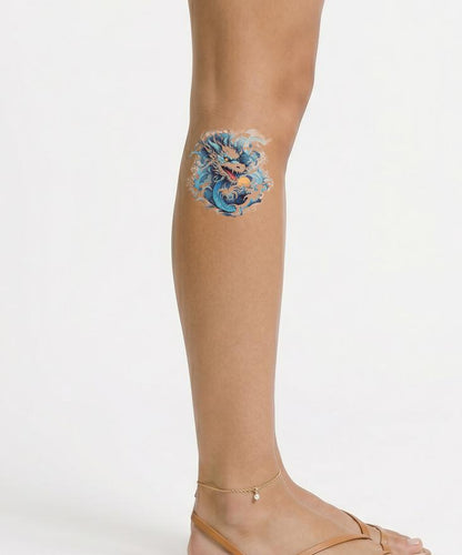 Blåt japansk drage tatoveringsdesign