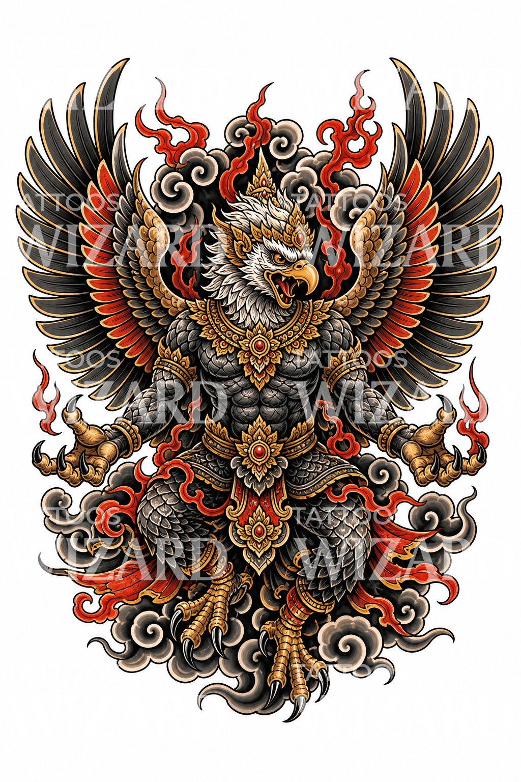 Japanese Garuda Tattoo Illustration