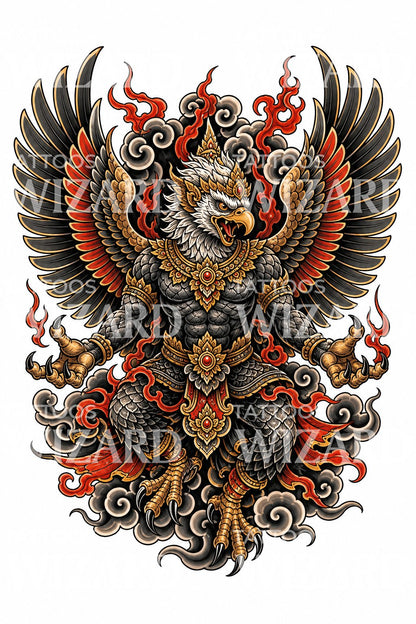 Japanese Garuda Tattoo Illustration