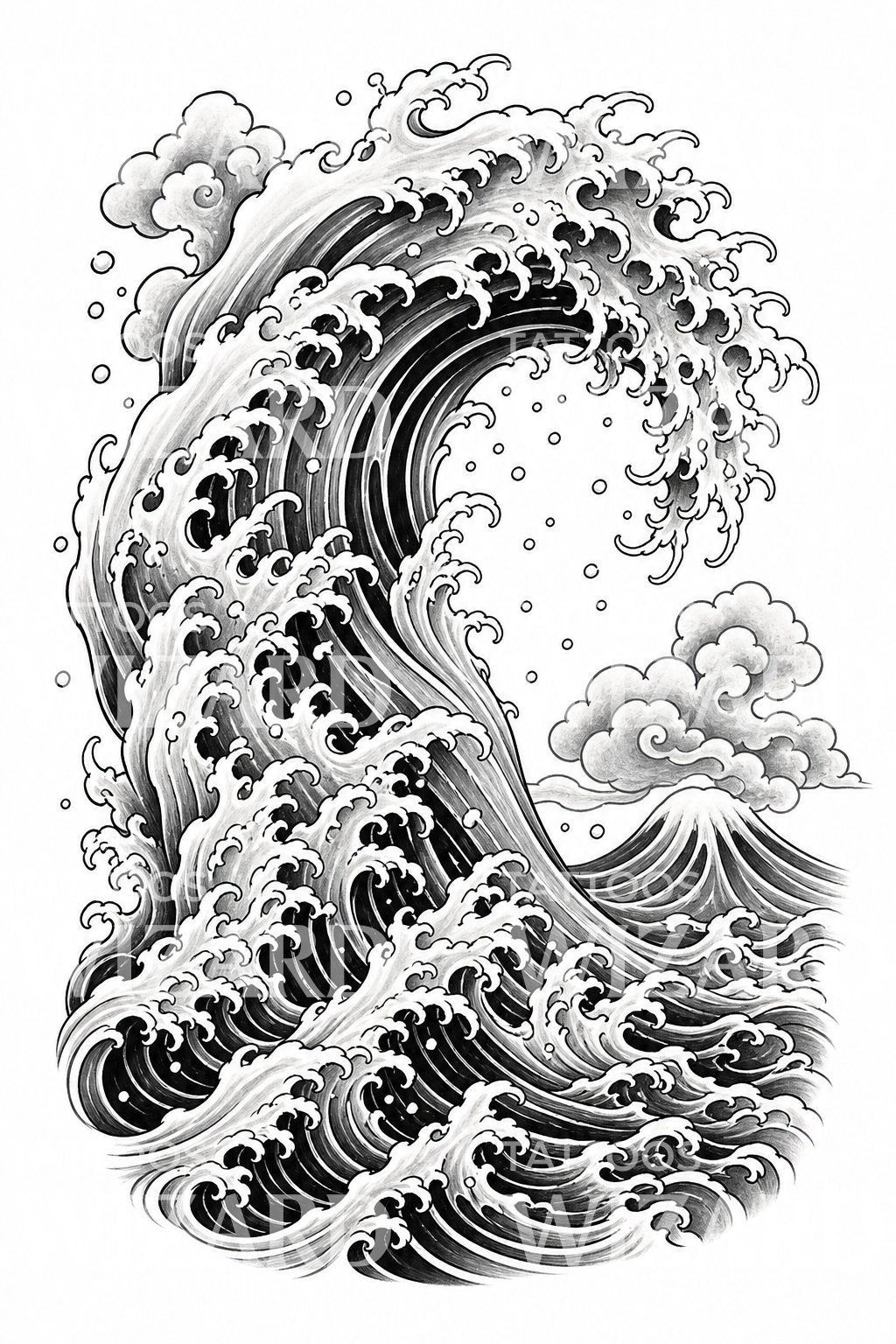Japanese Great Wave Tattoo Design