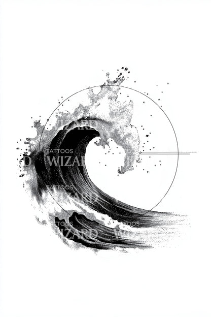 Japanese Ink Wave Tattoo Illustration