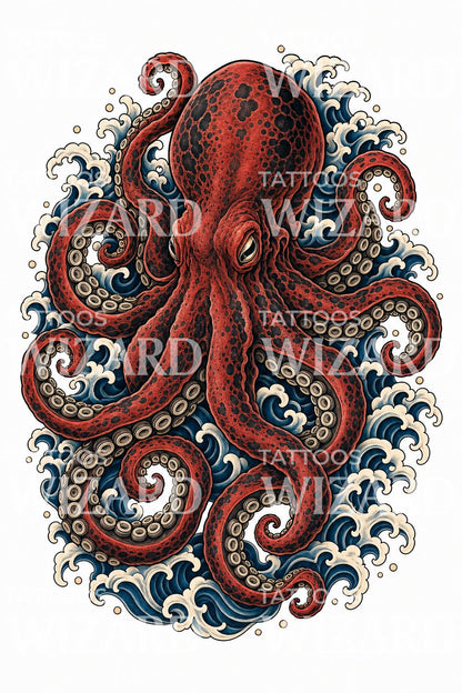 Japanese Octopus Tattoo Illustration