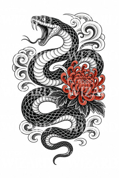 Design di tatuaggio serpente giapponese