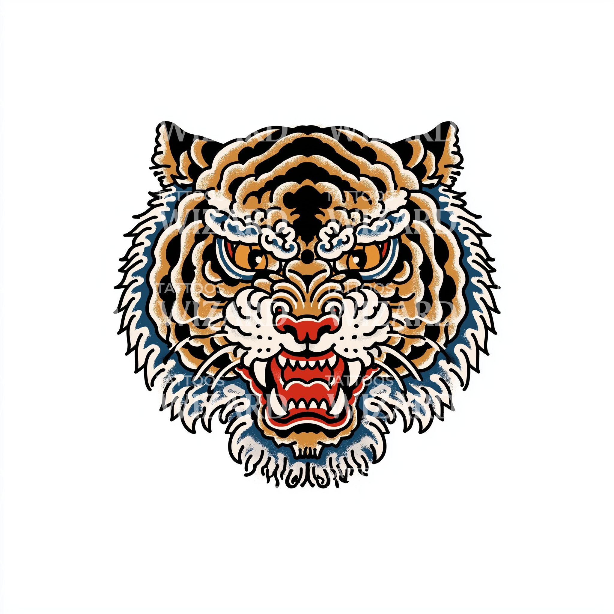 和彫り虎の咆哮 タトゥーデザイン – Tattoos Wizard Designs