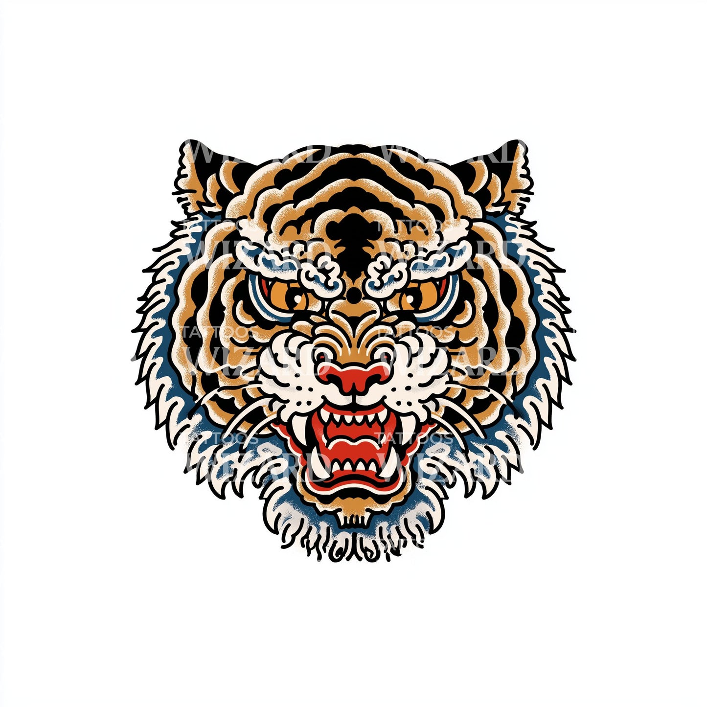 Japanese Tiger Roar Tattoo Design