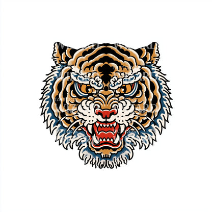 Japanese Tiger Roar Tattoo Design
