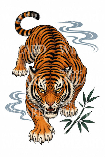 Japansk Tiger Tatoveringsdesign