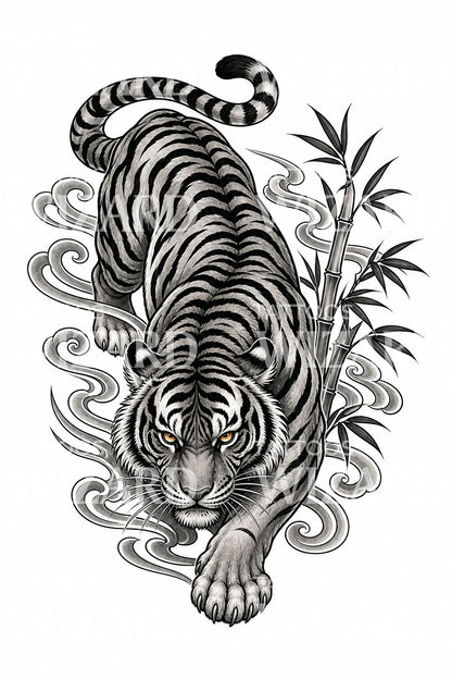 Japanese Tiger Tattoo Design
