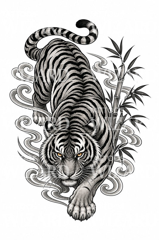 Disegno di tatuaggio tigre giapponese