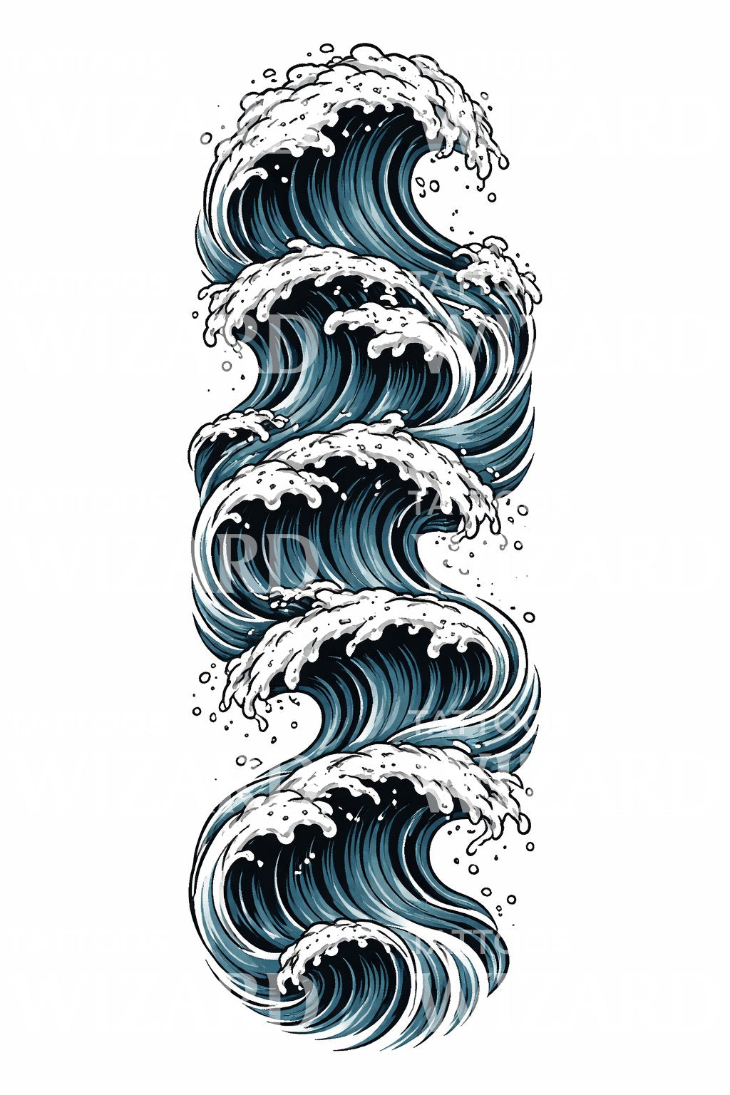 Japanese Wave Sleeve Tattoo Design
