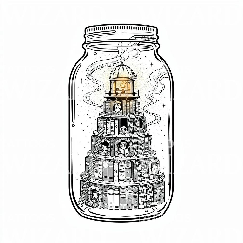 Jar Library Tattoo Design