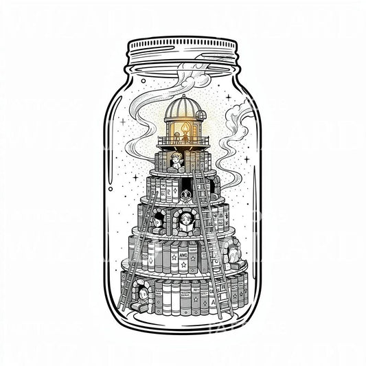Jar Library Tattoo Design