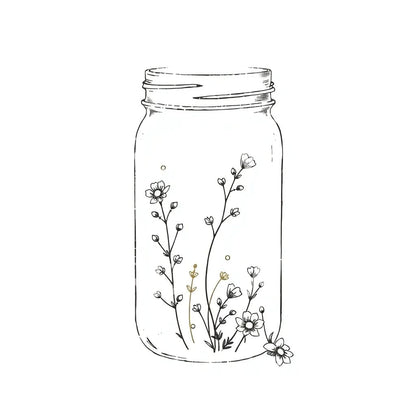 Jar of Wildflowers Tattoo Design
