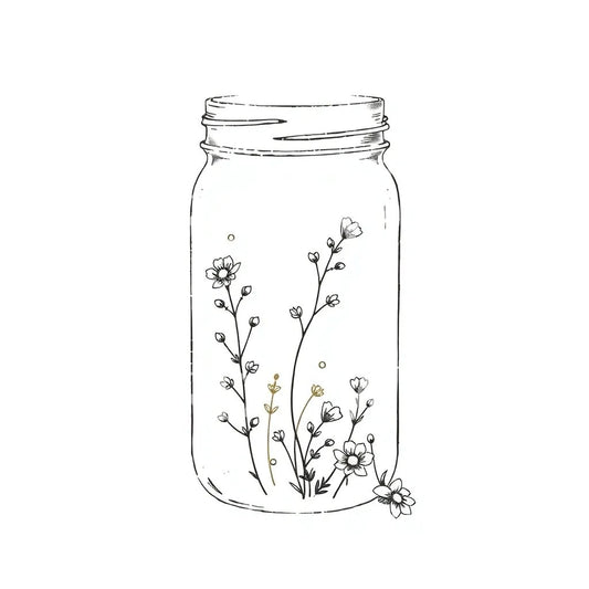 Jar of Wildflowers Tattoo Design