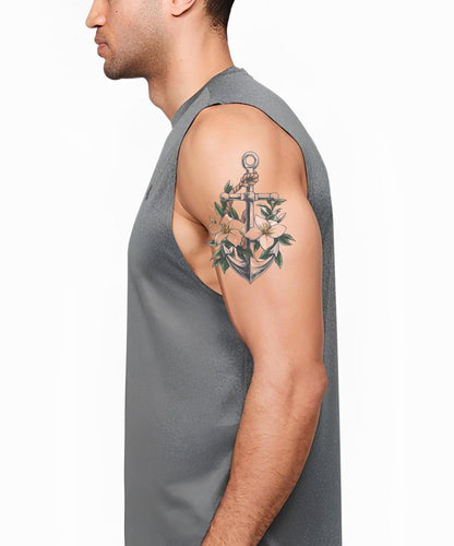 Desenho de Tatuagem de Âncora Envolta em Jasmim