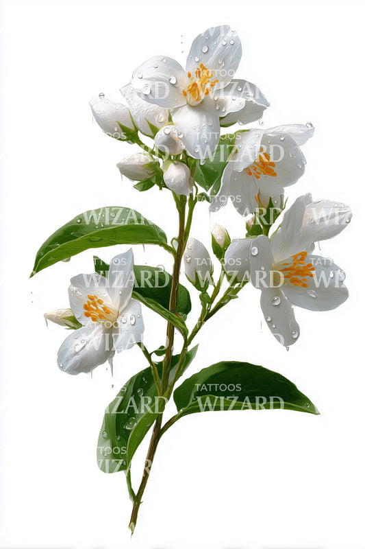 Jasmine Branch Cluster Tattoo Design