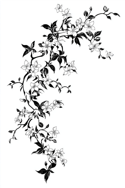 Jasmine Drift Vine Tattoo Illustration