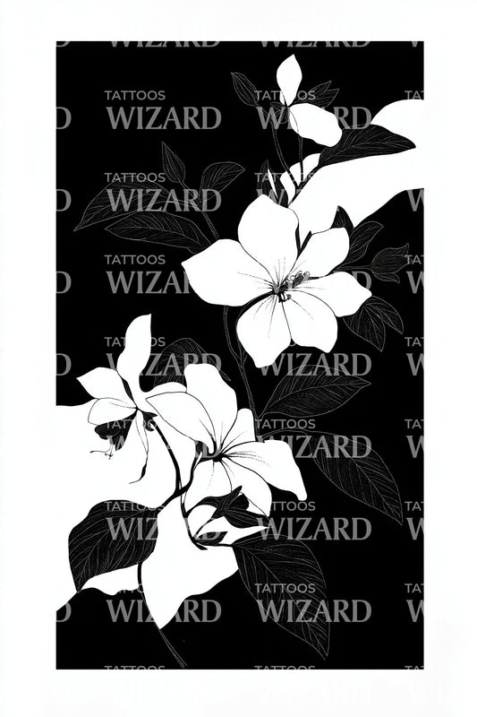 Jasmine Silhouette Panel Tattoo Design