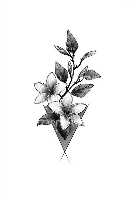 茉莉花喷雾三角纹身设计
