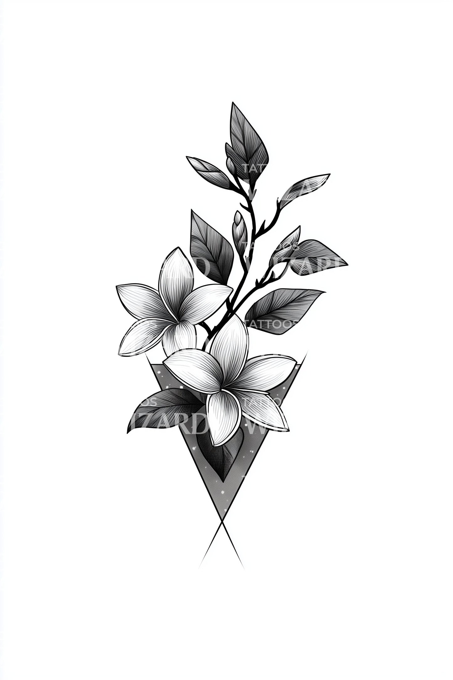 茉莉花喷雾三角纹身设计