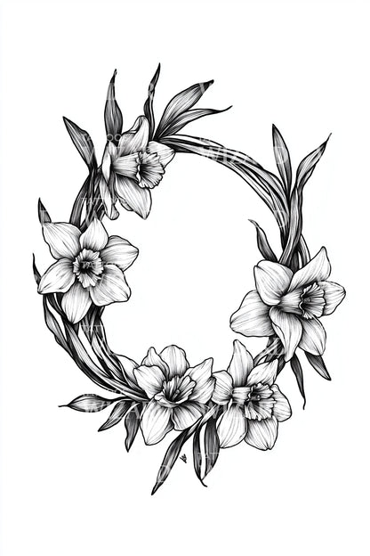 Desenho de Tatuagem de Coroa de Raminho de Jasmim